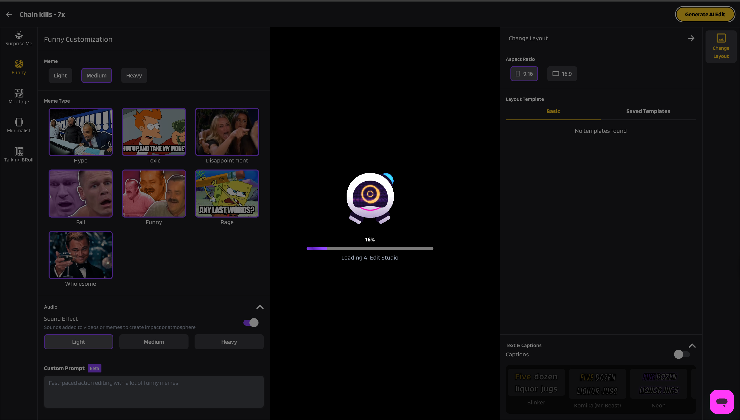 Eklipse AI Edit loading animation state