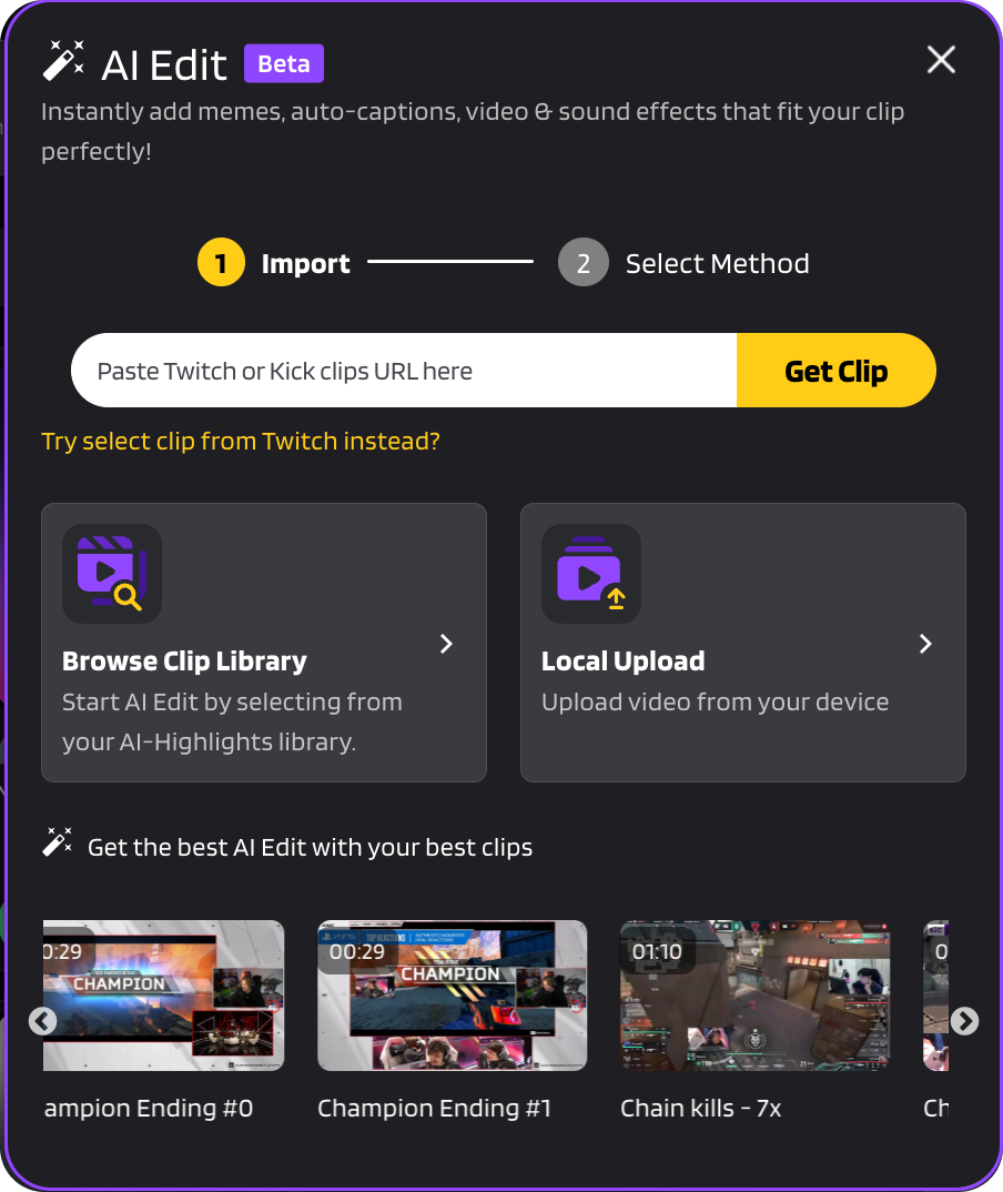 Eklipse AI Edit modal trigger UI